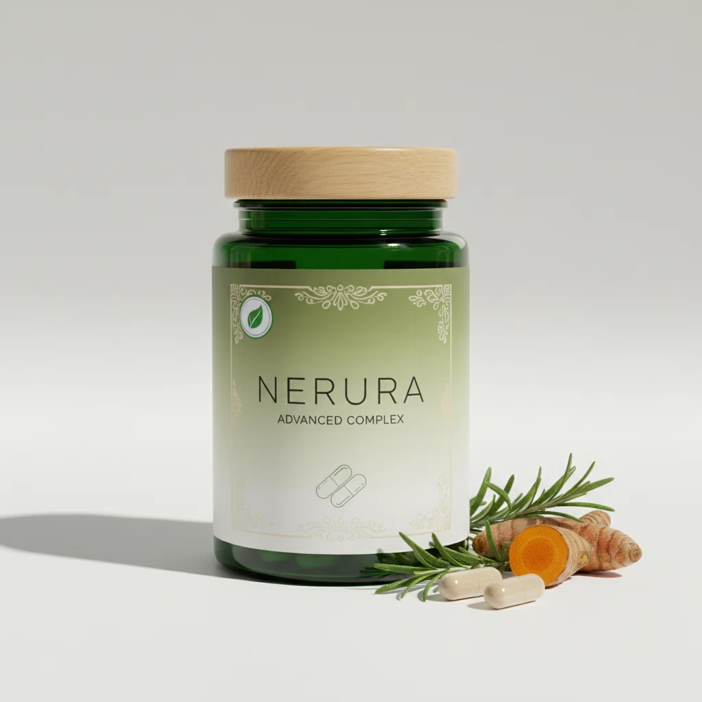 Nerura Advanced Complex donkergroene glazen pot met zilveren deksel en productetiket